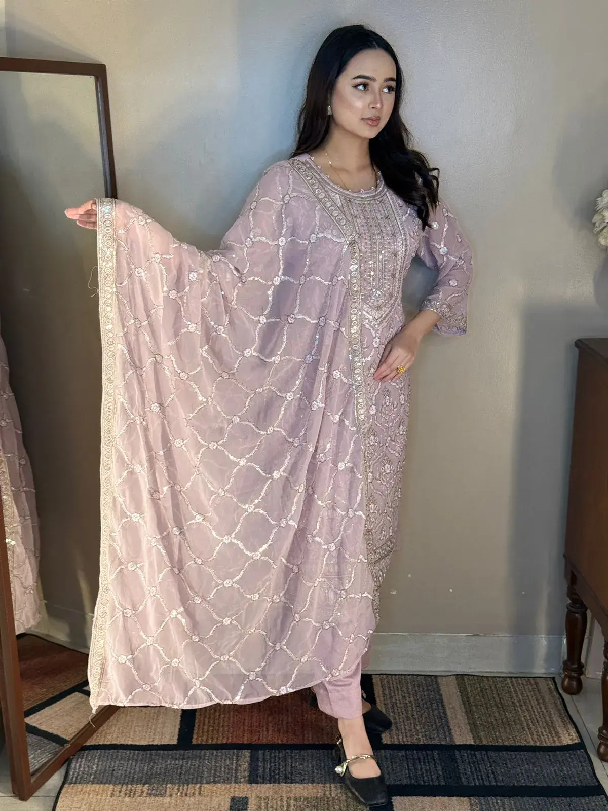 Georgette 4 Pices Unstitched Dress view 3